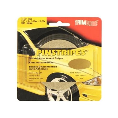 TRIMBRITE T1122 Pinstripe Tape; Gold; 0.12 In. X 36 Ft.
